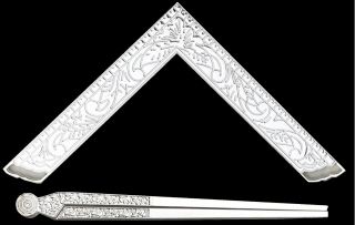 Masonic Lodge Ceremonial Silver 6 " Large Square & Compass For Bible Class A