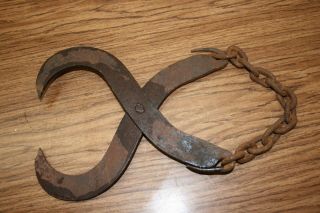 Vintage Forged Log Tongs - To Drag/lift Log By Machinery,  Horses Or Oxen