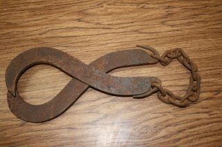Vintage Forged LOG TONGS - To Drag/Lift Log By Machinery,  Horses Or Oxen 3