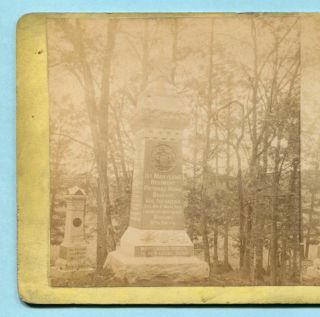 Civil War GETTYSBURG Mumper Stereoview 1st MARYLAND REGIMENT MONUMENT 3