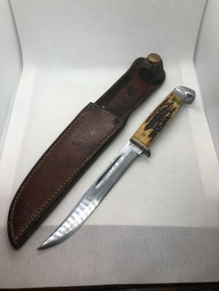 Vintage Case Xx 5” Fixed Blade With Stag Handle And Sheath