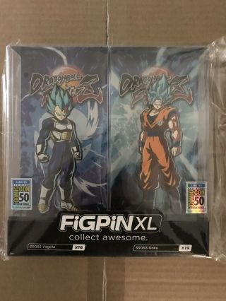 Sdcc 2019 Sticker Figpin Xl: Dragon Ball Z – Ssgss Vegeta Goku 2 - Pack In Hand