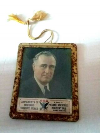 Vintage Rare Fdr Franklin D.  Roosevelt Nra Framed Plaque Recovery Bill 1933