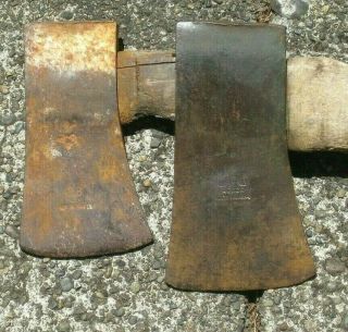 2 Vintage Single Bit Axe Ax Heads Hatchets Hb Hults Bruck Agdor Made In Sweden
