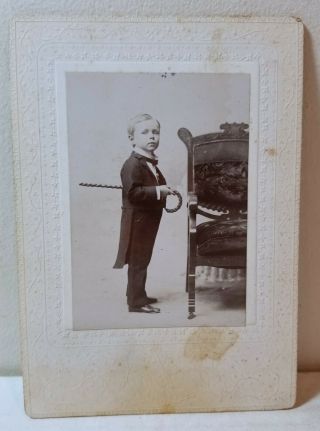 Cute Little Blond Boy In Tuxedo,  Cabinet Photo; Grand Rapids,  Michigan C.  1890
