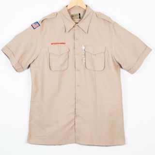 Boys Scouts Of America Mens Size Large Beige Short Sleeve Uniform Shirt Nwt