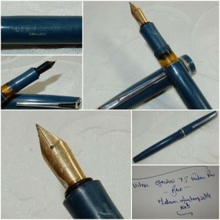 Vintage Osmiroid 75 Fountain Pen - Blue - 14k Gold Sheaffer Medium Nib