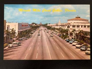 Vintage Postcard C1950s Miracle Mile Coral Gables,  Fl (21242)