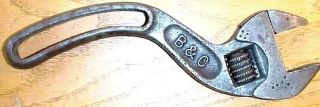 Antique Adjustable Wrench B & C Bemis & Call 8 " Curved Handle