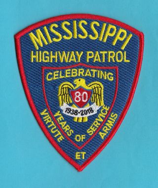 C34 Mississippi Highway Patrol 80th Anniversary Police Patch Agent Sp Mshp Dps