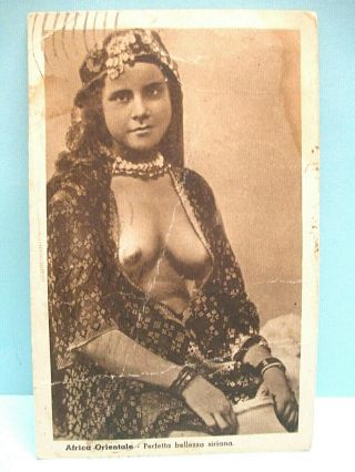Africa Oriental Nude Woman Bellezza Siriana Antique Rppc Postcard Made In Italy