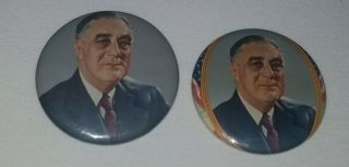 Fdr 1936 Photo Campaign Pinback Button.  Two