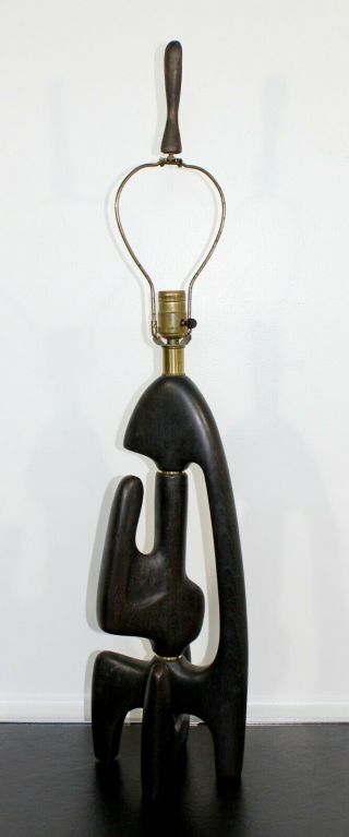Mid Century Modern Modeline Sculptural Wood Table Lamp 1960s