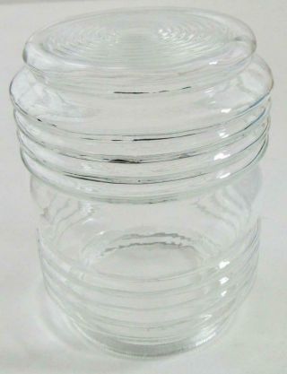 Vintage Clear Glass Ribbed Jelly Jar Light Globe Shade Nautical Porch