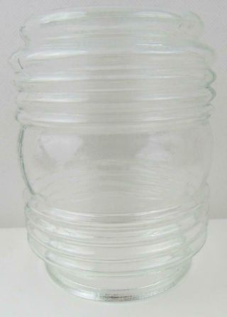 VINTAGE CLEAR GLASS RIBBED JELLY JAR LIGHT GLOBE SHADE NAUTICAL PORCH 2