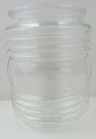 VINTAGE CLEAR GLASS RIBBED JELLY JAR LIGHT GLOBE SHADE NAUTICAL PORCH 3