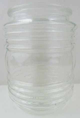 VINTAGE CLEAR GLASS RIBBED JELLY JAR LIGHT GLOBE SHADE NAUTICAL PORCH 4
