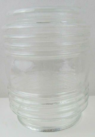 VINTAGE CLEAR GLASS RIBBED JELLY JAR LIGHT GLOBE SHADE NAUTICAL PORCH 5