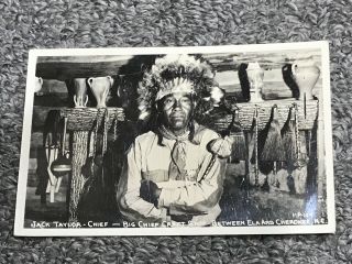 Jh Postcard Rppc 1948 Jack Taylor Big Chief Craft Shop Cherokee North Carolina