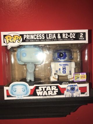 Official 2017 Sdcc Exclusive Funko Pop Star Wars: Princess Leia & R2 - D2 (2 Pack)