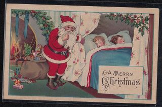 Antique Vintage Postcard A Merry Christmas - Santa Claus