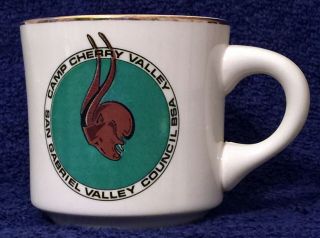 Bsa Mug - Sgvc Glacc Camp Cherry Valley - Dark Horn Goat - Gold Trim - Mid 1970 