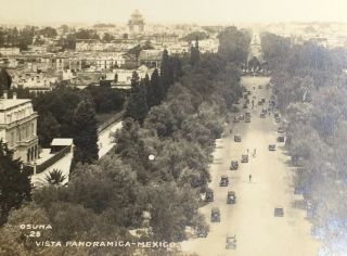 Vintage Old Real Photo Postcard Rppc Panoramic View Of Mexico City,  Mexico