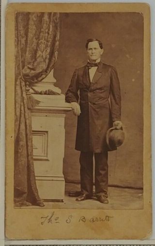1880s Man Standing Pillar Photograph Carte De Viste Augusta Ga Thomas Barrett