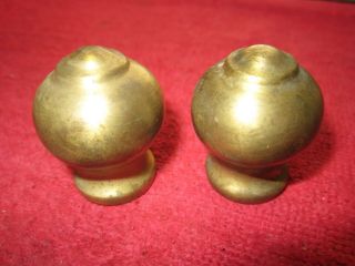 2 Vintage Antique Lamp Brass Ball Finial,  1 X 1 3/8 ",  Parts