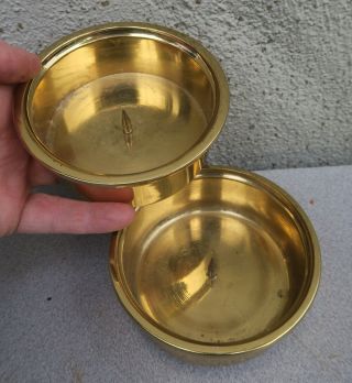 2 Large Candelabra Candle Cup Base Part Vintage Gilt Cast Solid Brass With Pins
