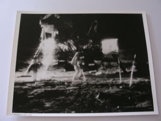 Apollo 11 Moon Landing Day 1 Usa Flag Eva Lunar Module 8x10 Vintage Nasa Photo