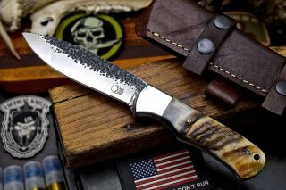 Cfk Handmade Hammered 1095 Custom Sheep Horn Hunting Skinning Camp Blade Knife