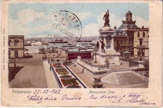 Chile - 1902 Valparaíso - Monumento Prat Postcard Tax Due Stamp