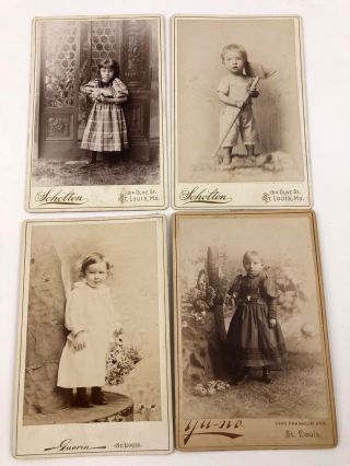 Vintage Antique Cabinet Card Photo Children Little Girls Boy St.  Louis Missouri
