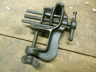 Vintage Small Table Vise Old Craftsman Jeweler Hobby Tool Dual Guide Bars