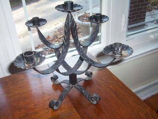 Vintage Wrought Iron Candelabra - 5 Candle,  13 3/4 Inches High