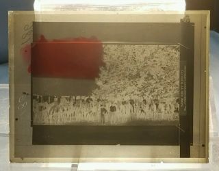 Vintage Glass Negative Slide Picture (portrait) Of A Group Of People And Horses