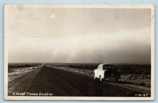 Postcard Tx A West Texas Duster Dust Storm Rppc Cline Real Photo C1950s S17