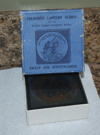 " Sweep & Whitewasher " Boxed Colored Lecture Series Set Of 8 Glass Lantern Slides