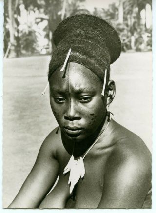 Congo Africa Half Nude Makere Woman Mangbetu Tribe Vintage