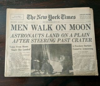 Apollo 11 Moon Landing July 21,  1969 York Times Newspaper Late City Edition