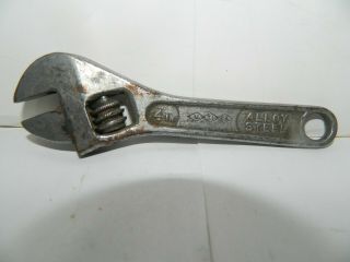 Vintage Utica 4 " Adjustable Crescent Wrench U - Ti - Ca W/ 3 Diamond Logo - 4 Inch