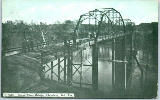 Chouteau,  Indian Territory Oklahoma Postcard " Grand River Bridge " W/ I.  T.  Cancel
