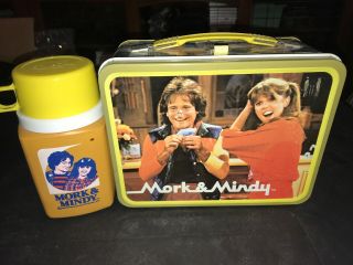 1979 Vintage Mork And Mindy Lunch Box & Thermos Lunchbox Metal