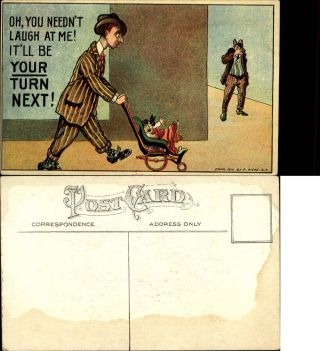 Your Turn Next Pushing Stroller Crying Baby Man Laughing Artist P Riche C1910