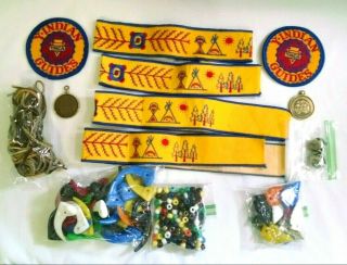 Vintage Ymca Y - Indian Guides Father & Son Medallions Headbands Patches & More