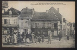 Postcard Ancy France Town Square Area Stores & Area Towns People 1912