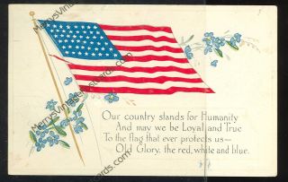 Old Glory Red,  White And Blue (pre - 20) Postcard (military Greetings) 41