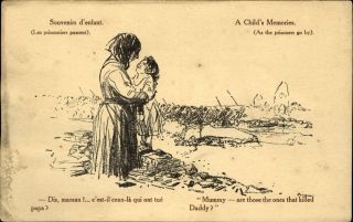 Ones That Killed Daddy? Child Asks Mother As Prisoners Walk By Wwi? C1910