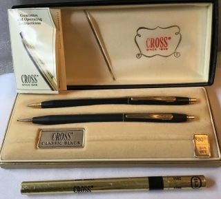 Vintage Cross Classic Pen & Pencil Set 2501 W/extra Cross Pen Refill Usa Made